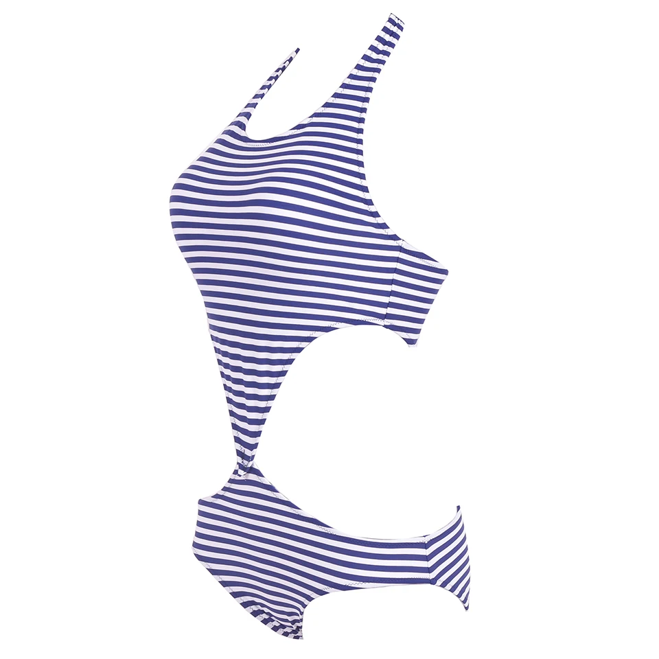 SUNRAINBOW Sexy One Piece Swimsuit Women Swimwear 2019 Bodysuit Striped Halter Bathing Suit Monokini Maillot De Bain Female | Спорт и