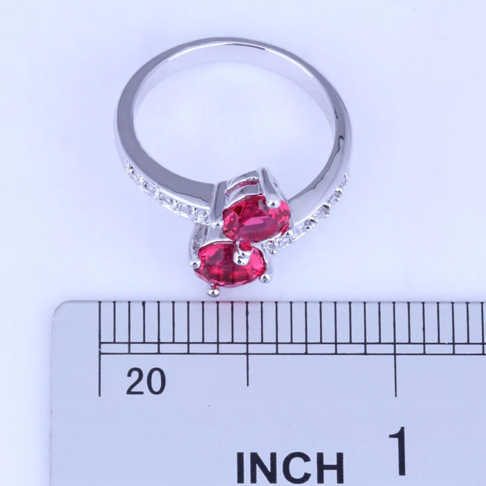 Love Monologue Prettily Rose Red Crystal Cubic Zirconia Small Round Silver Color Ring J0396 Size 6/7/8/9 Free Jewelry Bag | Украшения и