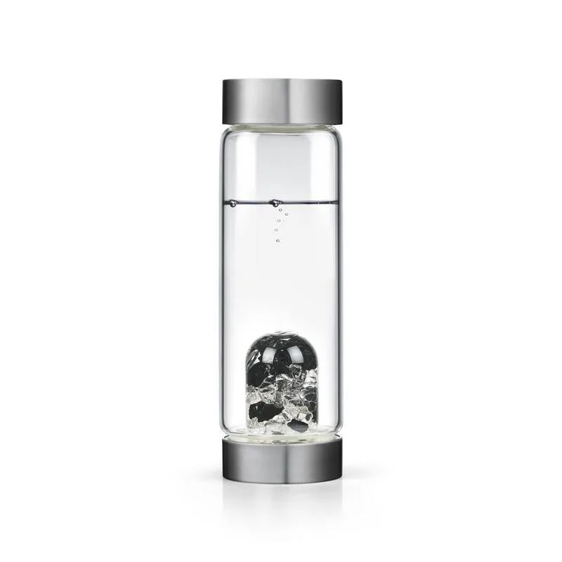 White Black crystal Soffe 600 мл энергетическая целебная бутылка для воды с натуральным кристаллом драгоценный камень кварц My Crystal стеклянные бутылки для воды Bpa бесплатно с крышкой стакан - Цвет: White Black crystal