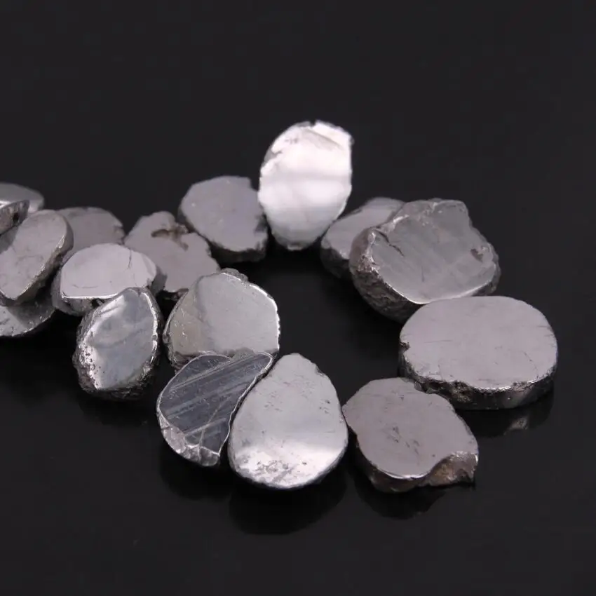 

15.5"strand Silvers Titanium Raw Agates Top Drilled Slab Slice Bead,Natural Onxy Slab Nugget Pendant Graduated Nacklaces Jewelry