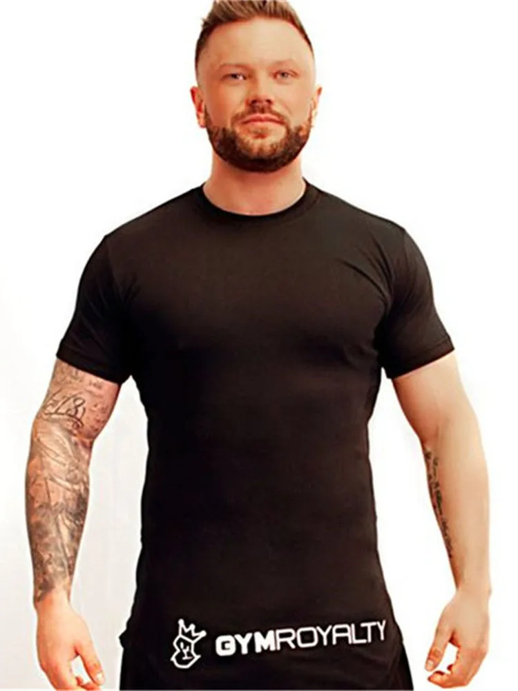 Футболка мужская с круглым вырезом повседневная тенниска из хлопка коротким