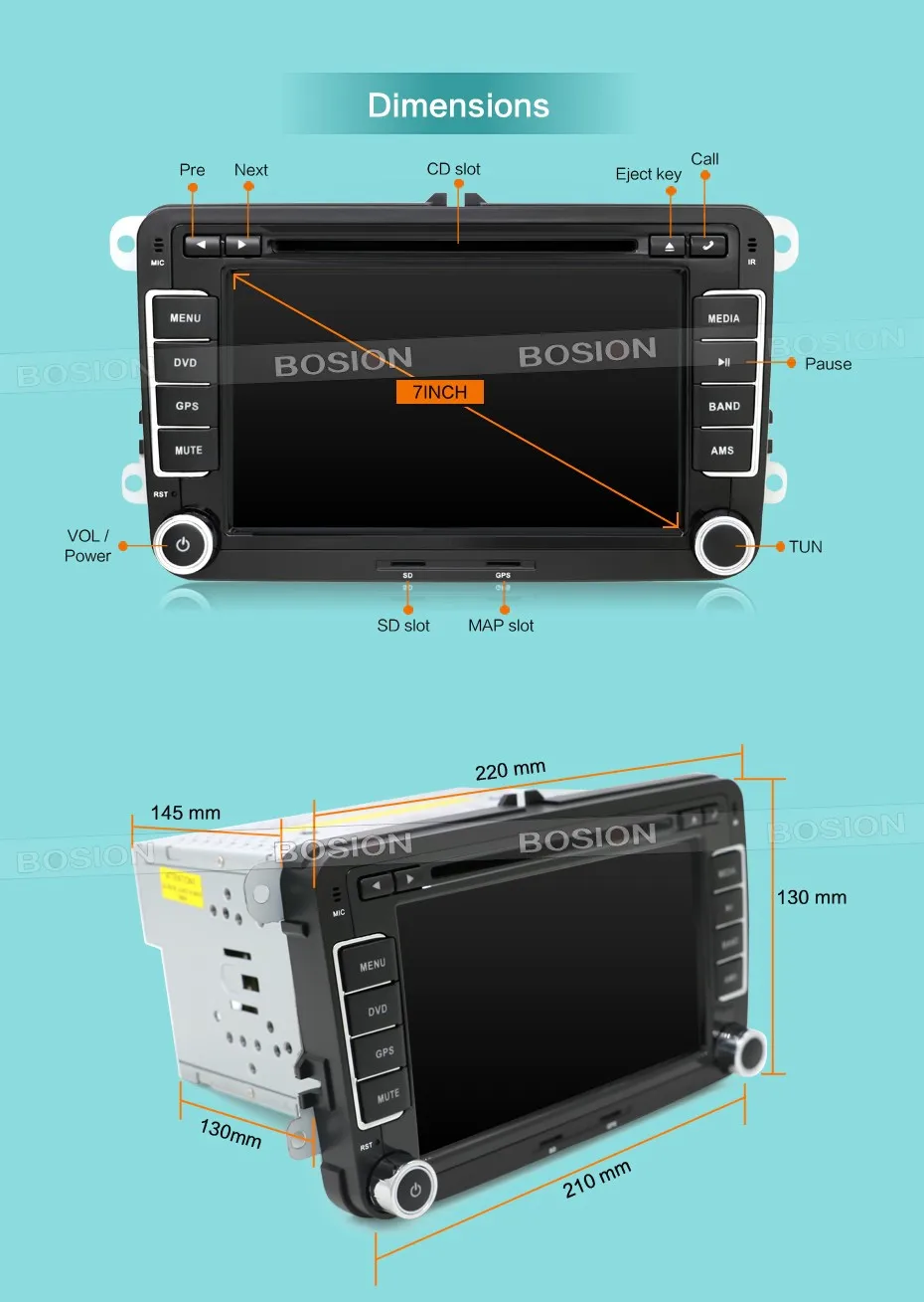 2 DIN 7 ''автомобильный dvd плеер для VW GOLF JETTA POLO TOURAM PASSAT B6 с gps сенсорным экраном