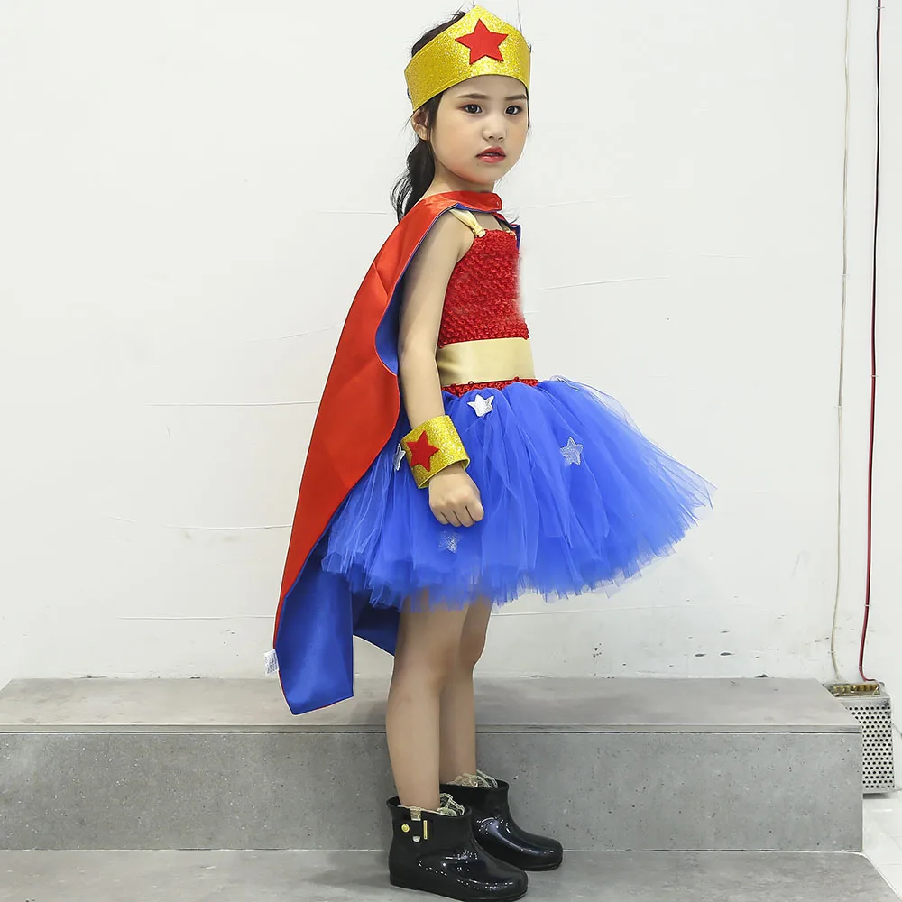 1 комплект Wonder Girl с юбкой-пачкой платье отважными супер девочек Super hero Hero