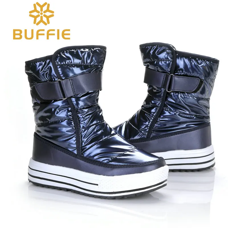 Женские ботинки на нескользящей подошве водонепроницаемые темно синего цвета с