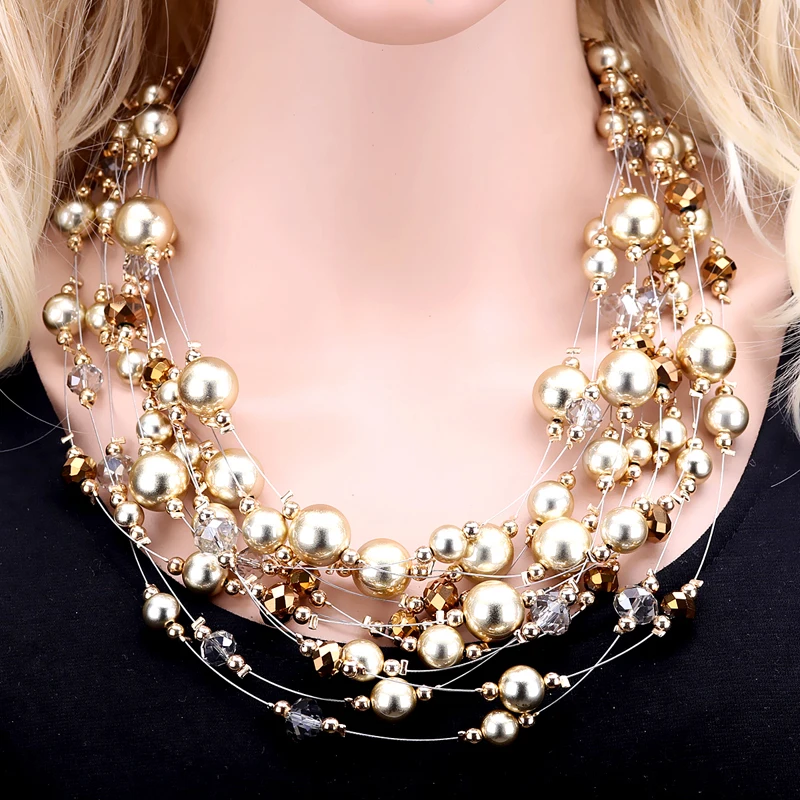 Модное ожерелье из бисера с кристаллами гипсофилы богемное колье ювелирные