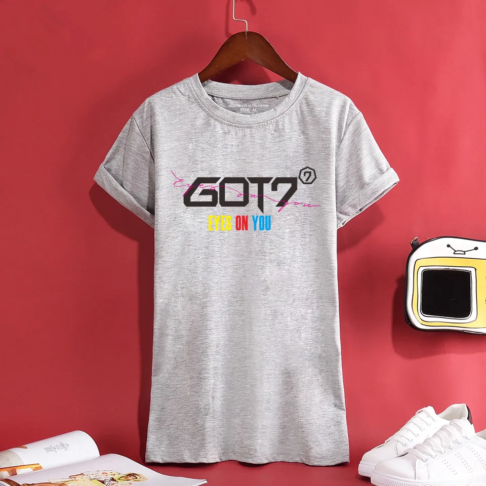 Kpop GOT7 глаза на вас футболка для мужчин женщин Harajuku Повседневная Уличная Хлопок
