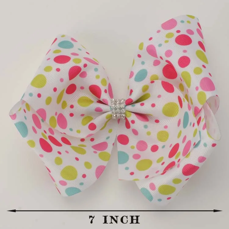 Бант для волос с зажимом крокодил девочек 5 шт./лот 7 дюймов живым узором Алмазный