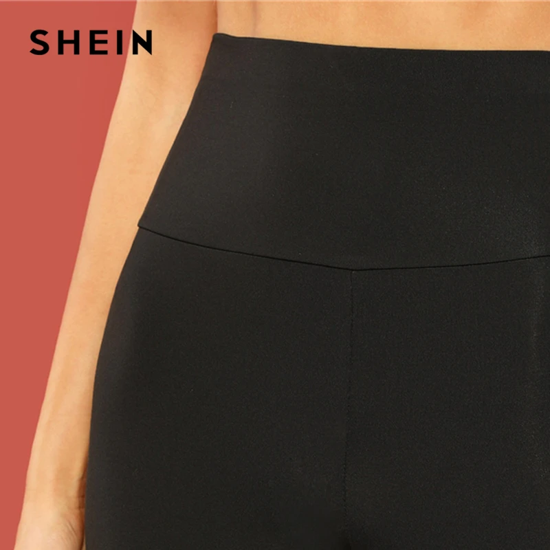 SHEIN Леггинсы Шорты С Широкой Талией Женские Летние Черные Спортивные Короткие Леггинсы