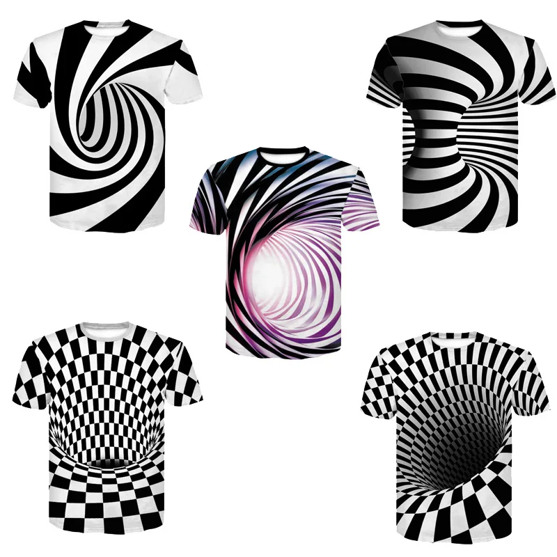 2019 летняя новая мужская футболка с коротким рукавом Vortex 3D печать o-образным