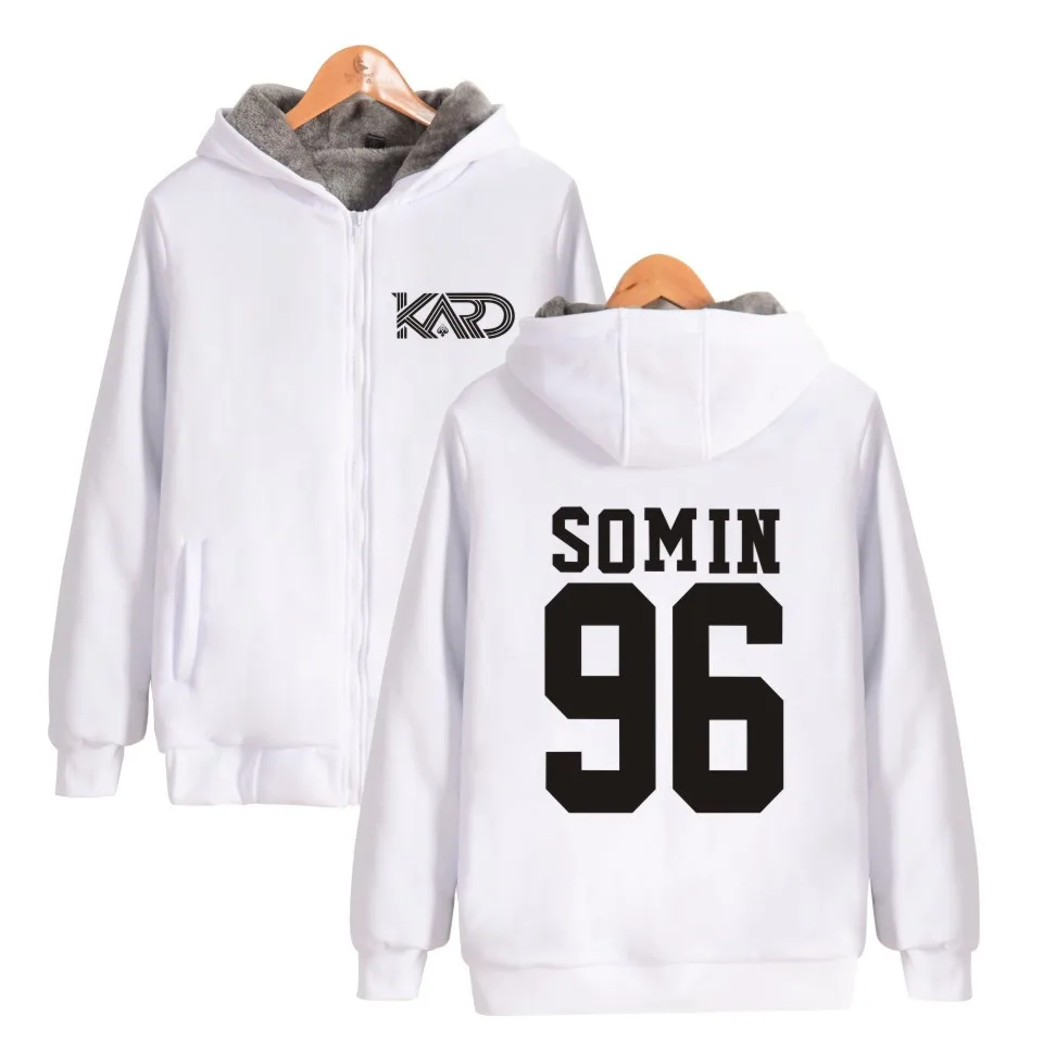 Корейский оркестр K.A.R.D Логотип толстовки с капюшоном на молнии принтом SOMIN Модный