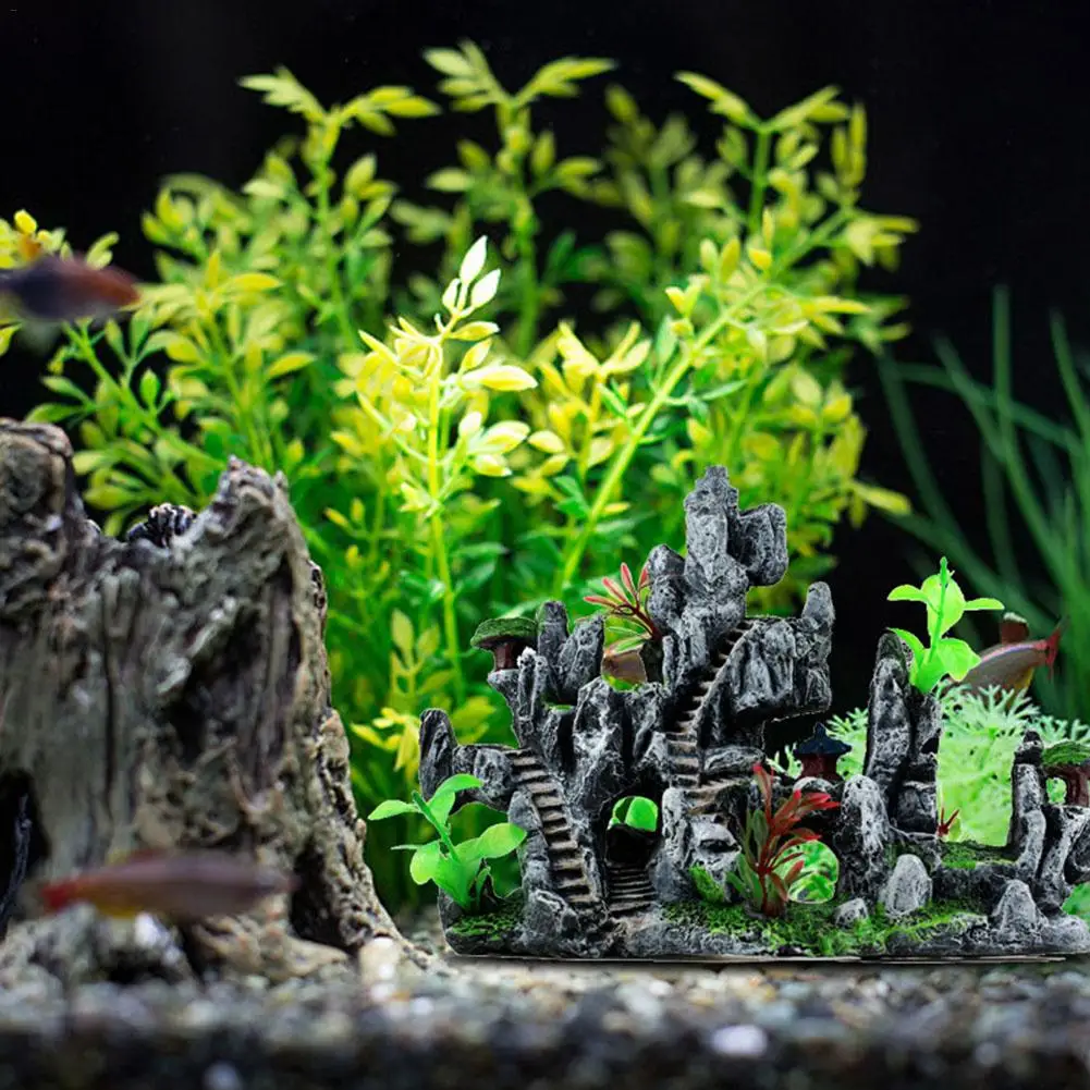 Аквариум Смола Rockery экологически чистый камень трава орнамент аквариум Имитация