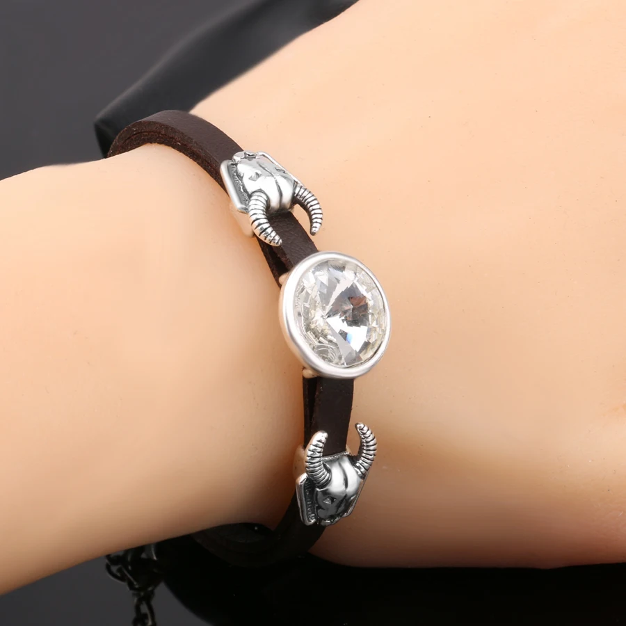 Мужской браслет из натуральной кожи с кристаллами|leather bracelet|leather bracelet wholesalewholesale