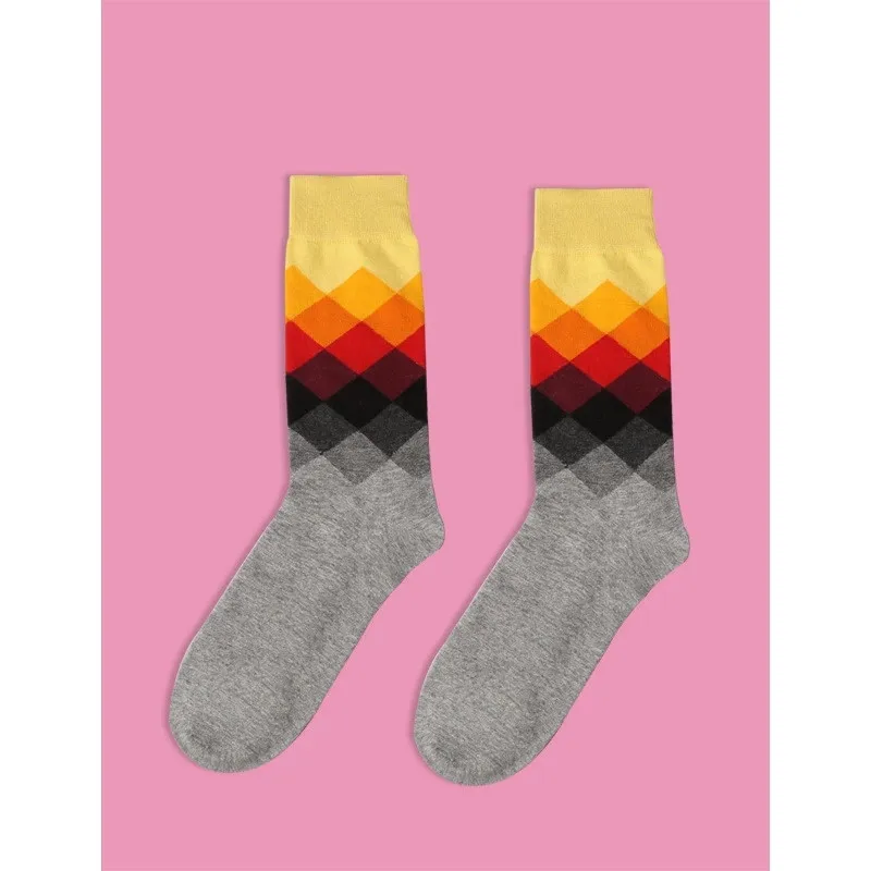 Light Grey Бренд Happy Socks Harajuku стиль Мужские градиентный цветной носок Новинка Британский мужские Гольфы бизнес носки без пятки - Цвет: Light Grey