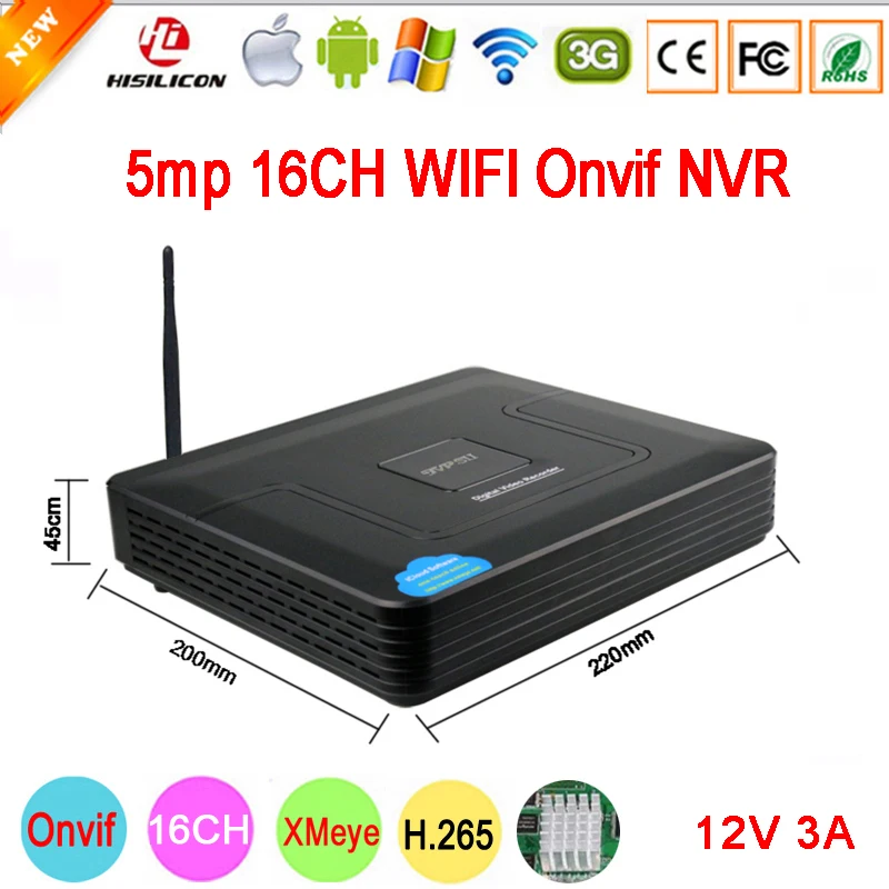5mp/4mp/3mp/2mp/1mp IP камера пластик 12 В 3A радиатор Hi3536D XMeye H.265+ 5mp 16CH 16 каналов wifi Onvif Мини CCTV NVR