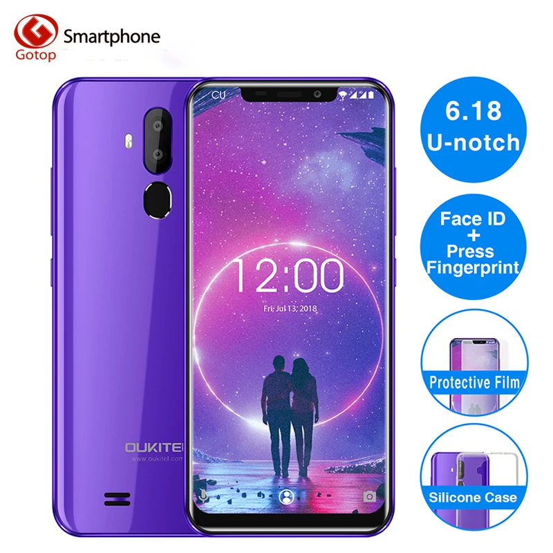 Oukitel C12 Face ID 6,18 дюймов 19:9 u-образный дисплей Android 8,1 2 Гб ОЗУ 16 Гб ПЗУ MT580 3300 мАч батарея 8 Мп+ 2 Мп камера смартфон
