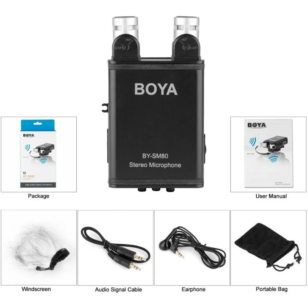 BOYA BY SM80 PassFilter стерео Камера циклическая запись в режиме реального времени