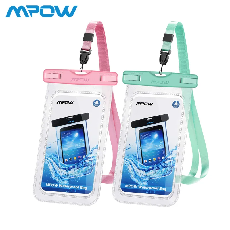 Pink Green 2pcs Mpow iPX8 водонепроницаемый чехол Универсальный 6,5 дюймов чувствительный сенсорный прозрачный дизайн для iPhone Xs Max XR samsung S10 Xiaomi huawei - Цвет: Pink Green 2pcs