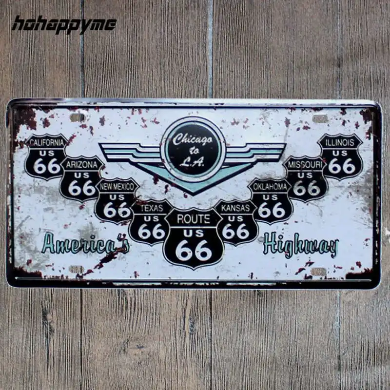 Постер Route 66 металлический знак украшения Винтажные кофейные оловянные знаки