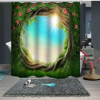shower curtains nature forest pattern flower leaf polyester washable high quality colorful curtains for bathroom shower