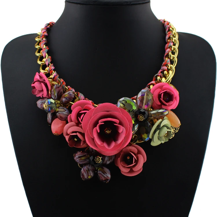 Vodeshanliwen новый бренд краски ожерелье из металлических цветов с украшением в виде