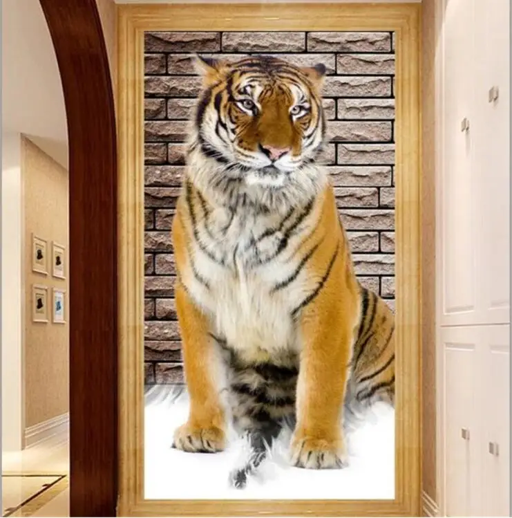 3D 5D 8D настенная фотобумага с тигром для прихожей большие настенные фрески бумага