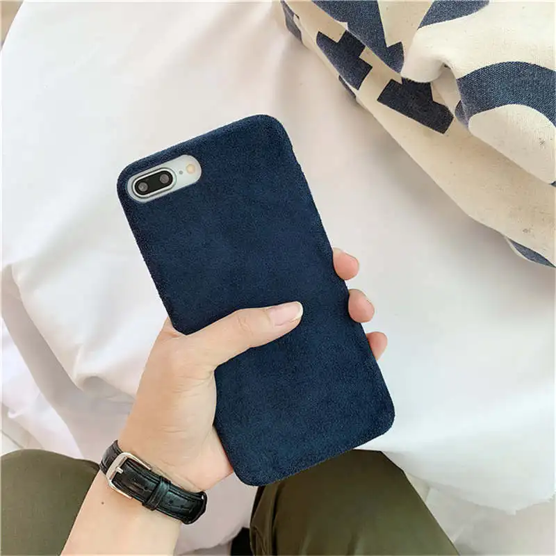 Бархатный Чехол для Iphone 6 6s 7 8P X Xs Xr Max из плюшевой ткани |