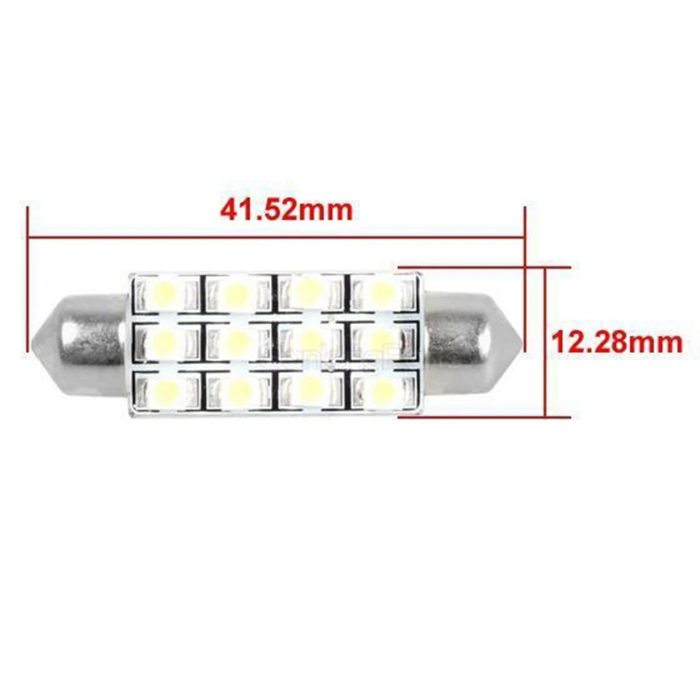 50Pcs Led Interior Lights Bulbs Super White 42MM 12-SMD Festoon 3528 License Plate Light Car Auto Roof Tail Lamp Trunk | Автомобили и