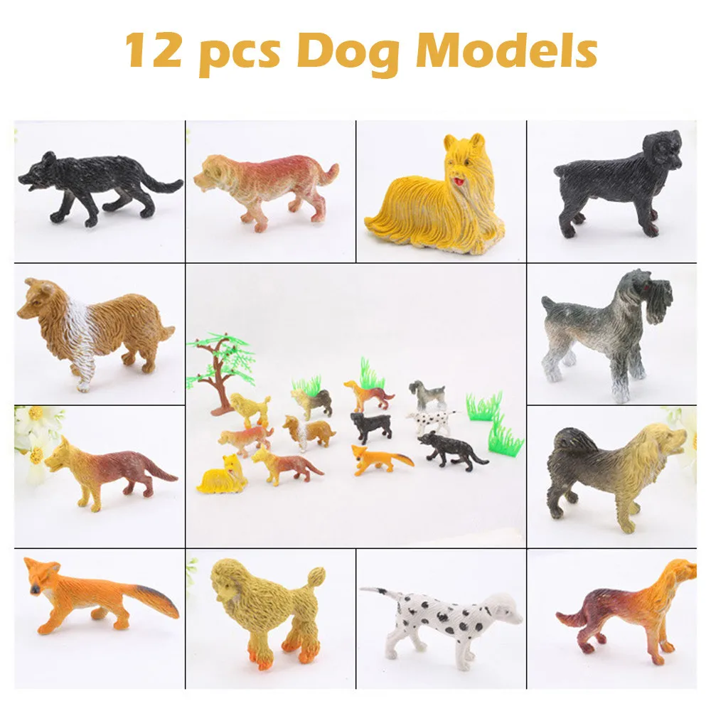 12 шт 2 дюймовые детские развивающие Пластиковые Имитация Милая модель собаки