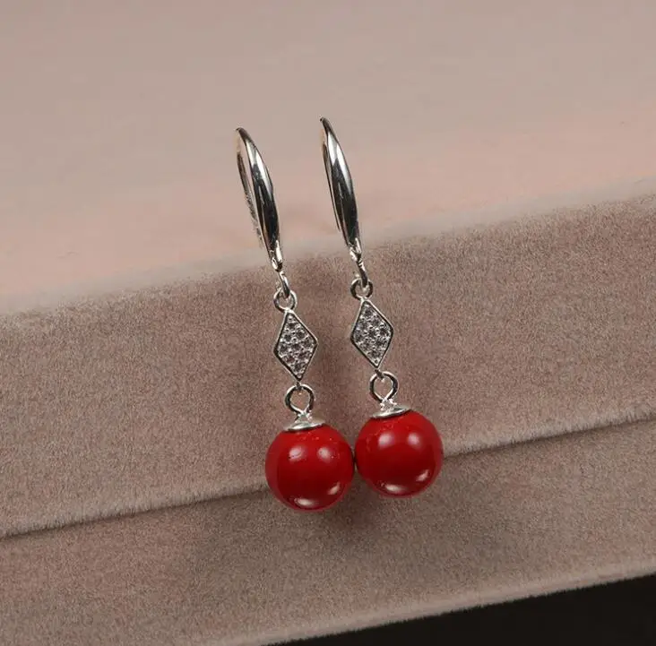 Серьги из циркония 8 мм с натуральной Медузой | Украшения и аксессуары