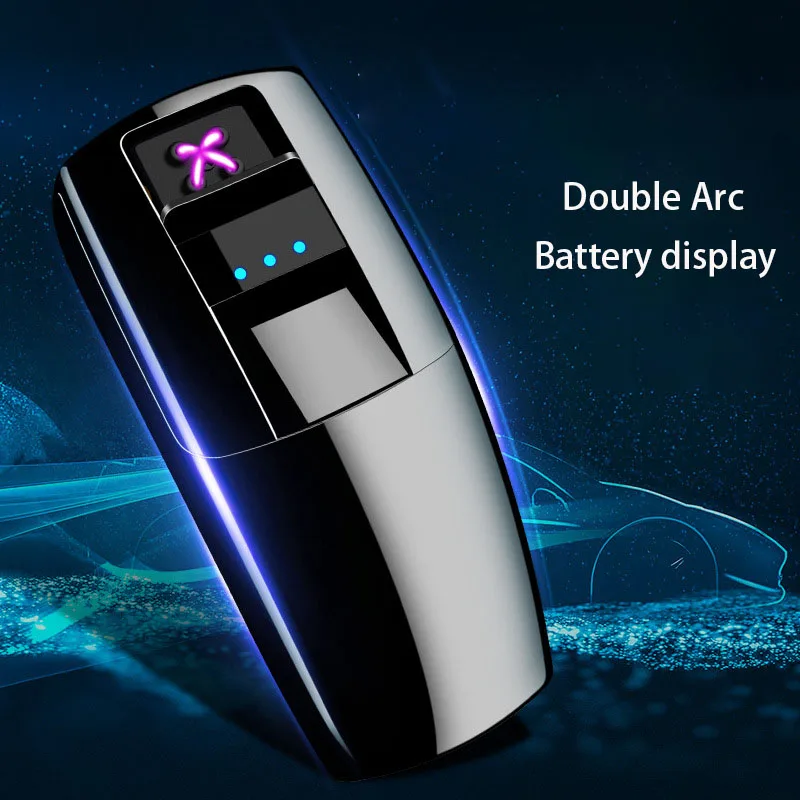 USB Зажигалка двойная дуга ветрозащитная металлическая беспламенная Электронная