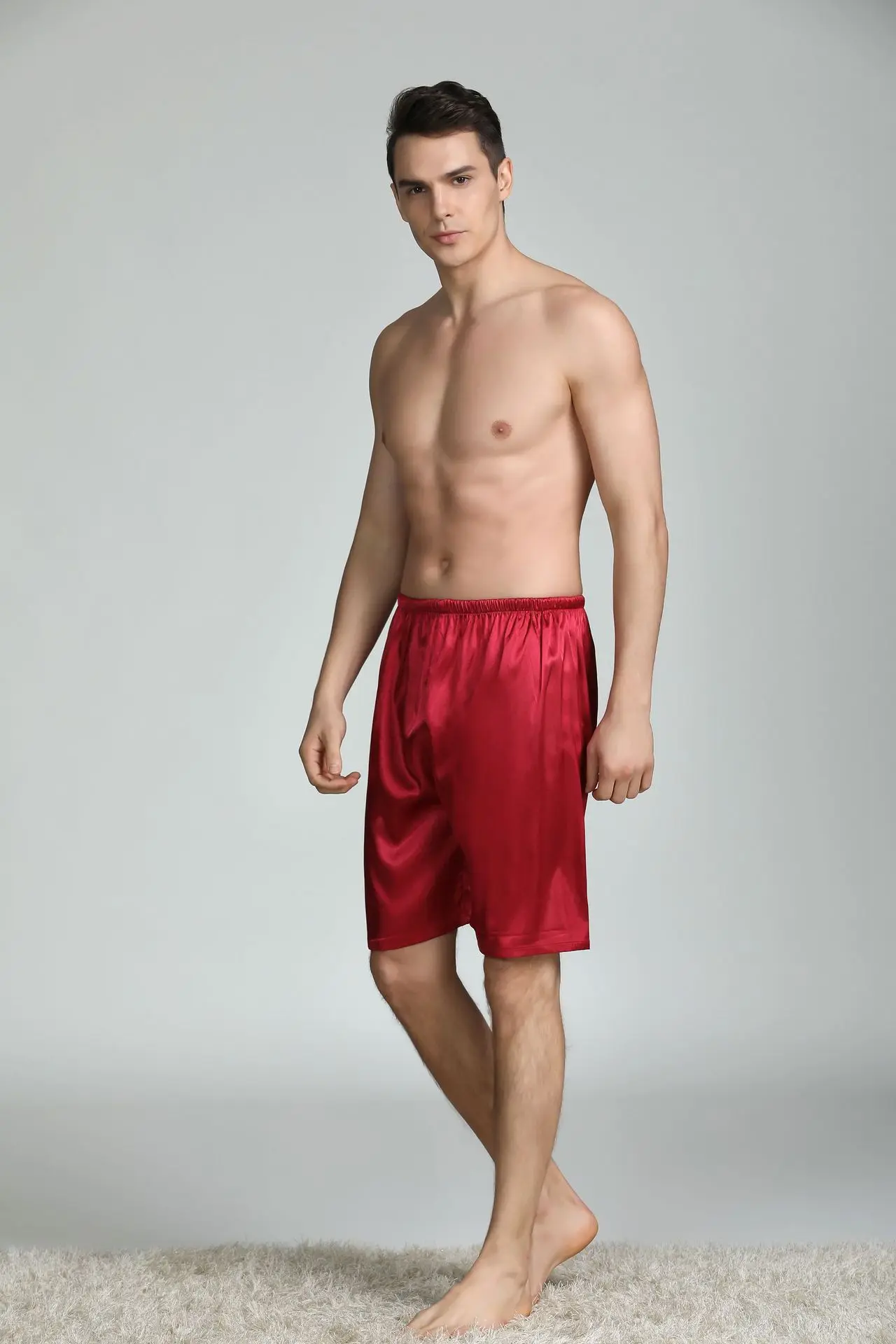 Новые спиннинговые шелковые пижамные брюки мужские весенние и летние повседневные домашние шелковые Шорты повседневные короткие штаны pijama Мужские штаны для отдыха