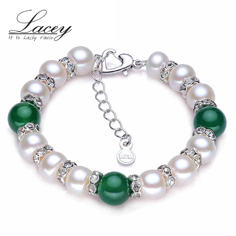 Браслет из серебра 925 пробы с натуральным пресноводным жемчугом|bracelet lot|gift