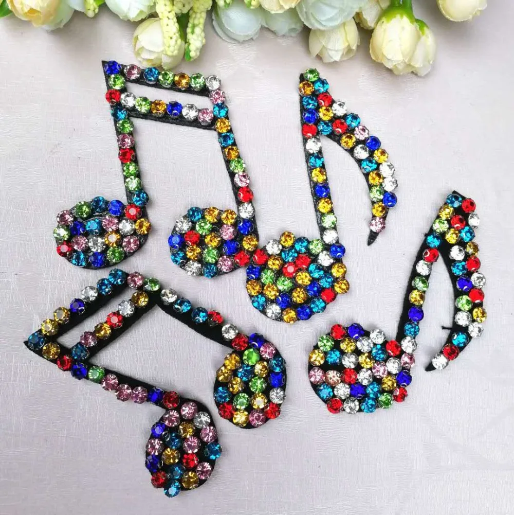 

Musical Note Beaded Brooch Patches Applique Vintage Embroidered Fabric Sew On 3D Patch for Fashion Shoes Bags Clothing DIY