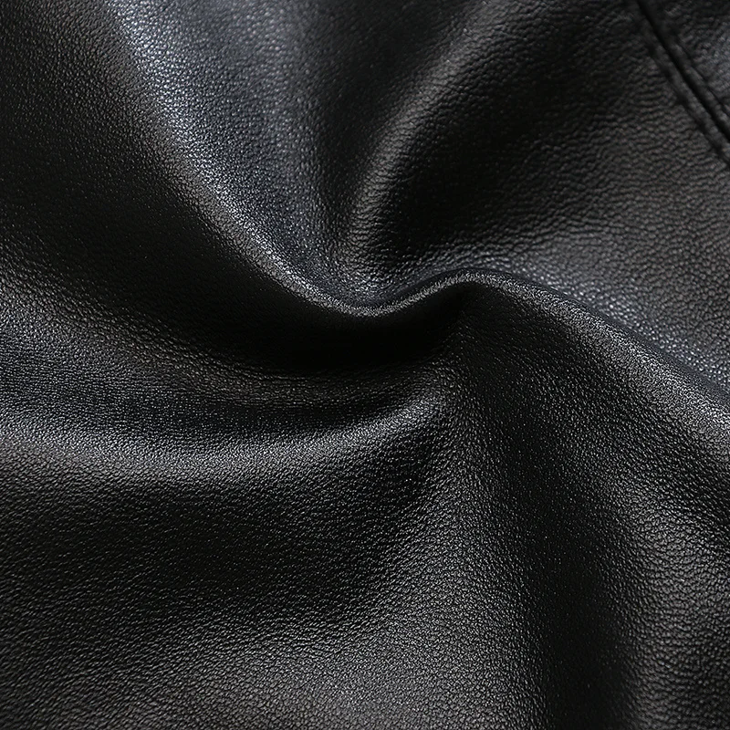 Мужской кожаный жилет черная мотоциклетная куртка из натуральной овчины