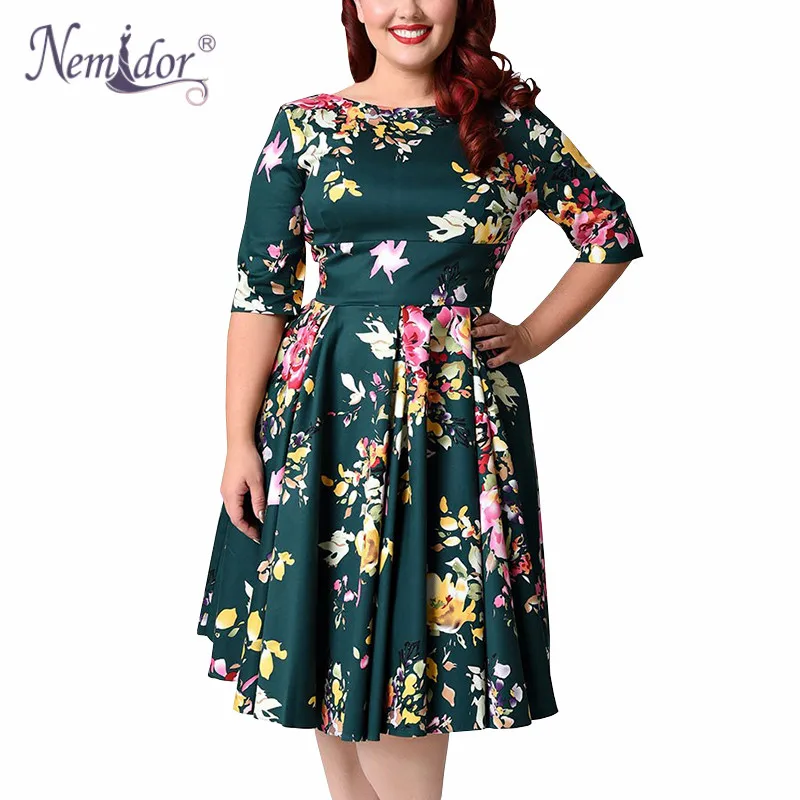Женское винтажное платье миди с рукавом до локтя V образным вырезом|swing dress|print
