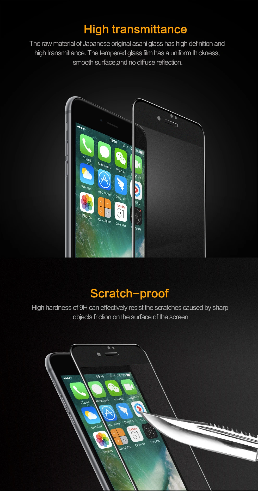 Матовое закаленное стекло SmartDevil для apple iphone 7 8 plus, защитная пленка с полным покрытием, защитная пленка для экрана 3 H, изогнутая жесткая пленка 9H