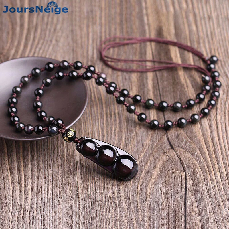 Женские Подвески с натуральным камнем радужного глаза черные обсидиана