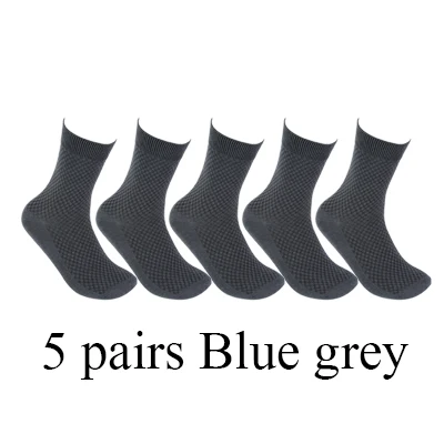 5 pairs Blue grey 10 пар/лот, высококачественные мужские носки из бамбукового волокна, носки для счастливого человека, мужские зимние теплые длинные носки, черные чулки в подарок - Цвет: 5 pairs Blue grey
