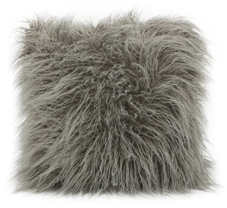 GREY LONG FUR Прямая поставка, наволочка из искусственного меха, квадратная, с блестками, розовый, серый, синий, наволочка для подушки, домашний декор, диванная подушка, декоративная - Цвет: GREY LONG FUR