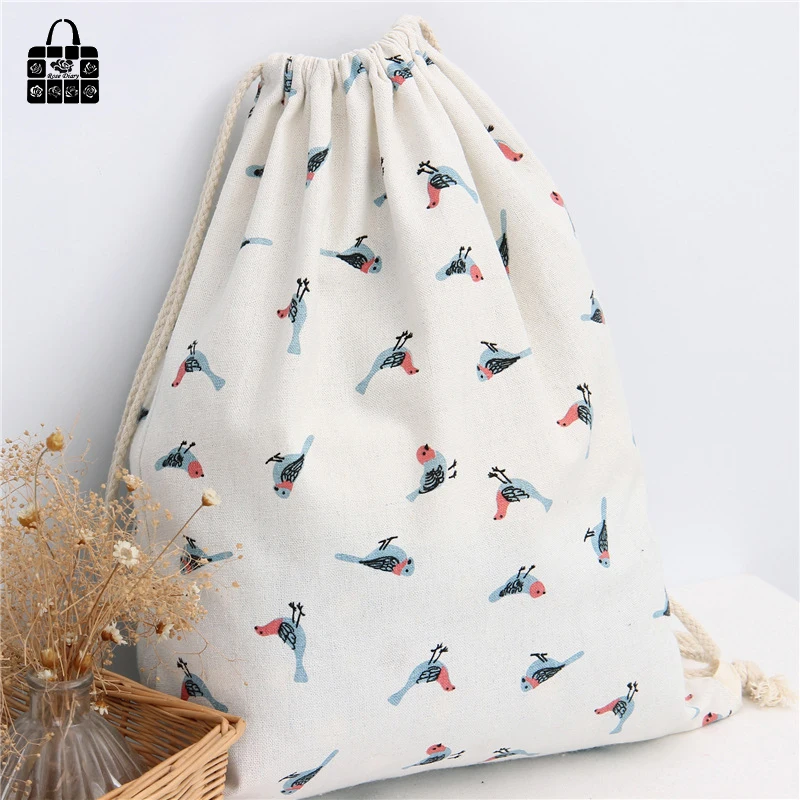 ROSEDIARY sparrow Печатный 100% хлопковый холщовый рюкзак для женщин и девочек harajuku сумка