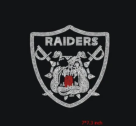 Бесплатная доставка raiders красный с белым изображение Стразы гладить на Футболка