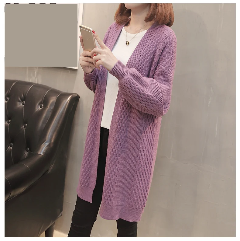 Autumn Winter Women Sweaters and Cardigans New Fashion Long Sleeve Loose Knitted V-neck Cardigan Female Long Sweaters