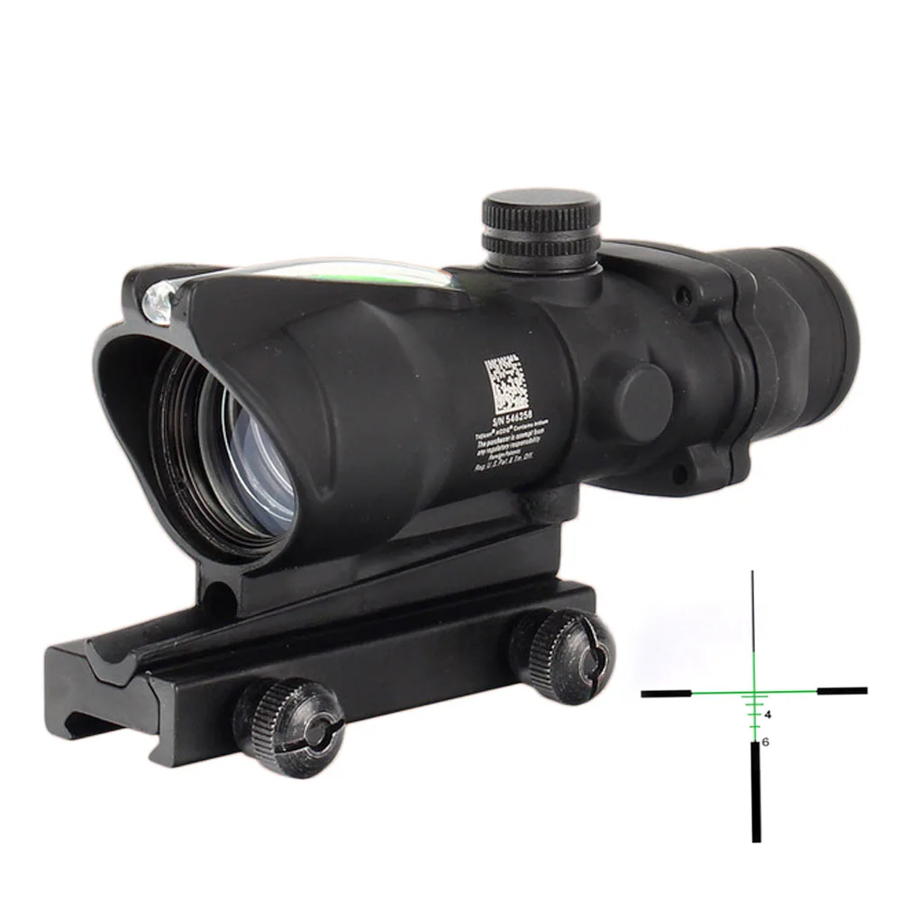 Охотничий Прицел ACOG 4X32 настоящая красная зеленая ткань оптика боковая иллюминация шеврон сетка тактический оптический прицел с - Цвет: green fiber
