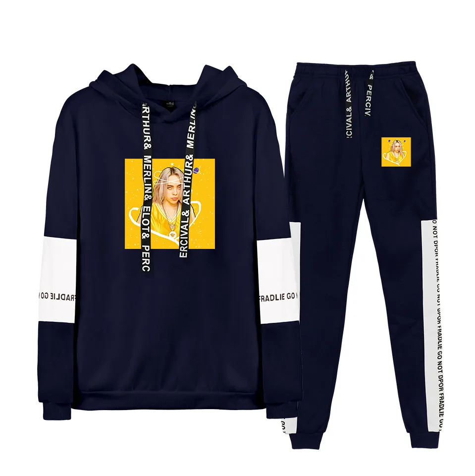 Новинка billie eilish, толстовка с капюшоном, женская модная толстовка с капюшоном, свитшоты+ спортивные штаны, костюмы, Осень-зима, теплый черный пуловер