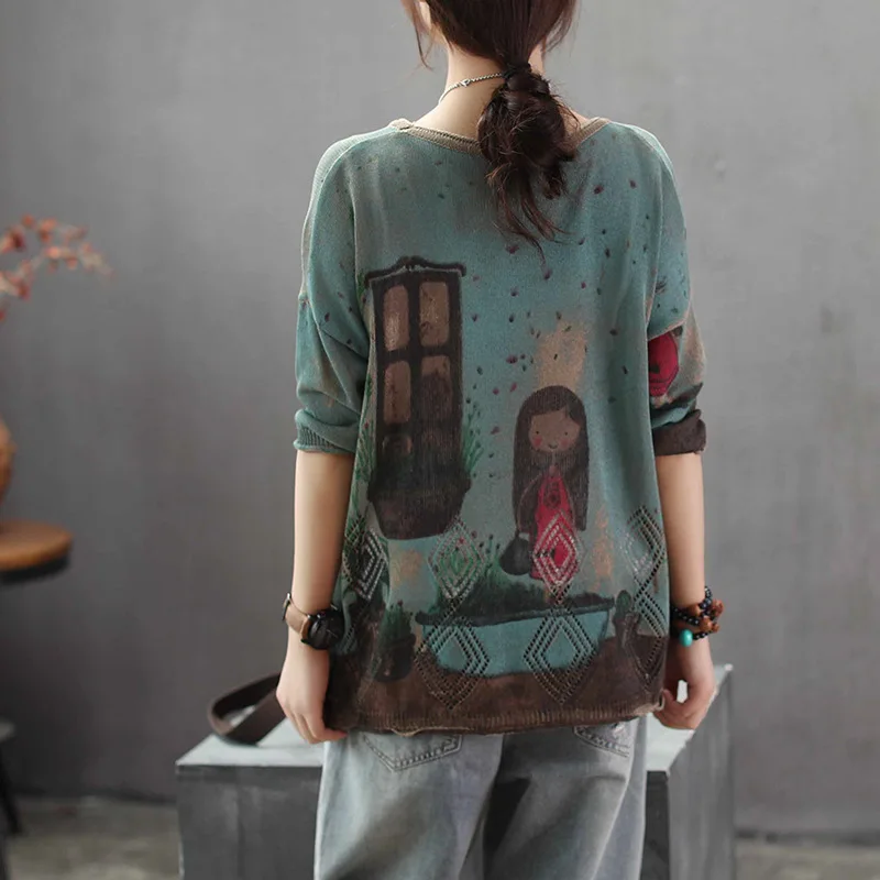 Max LuLu European Fashion Knitwear Ladies Autumn Pullovers Womens Punk Knitted Cotton Sweaters Vintage Oversized Printed Jumper | Женская