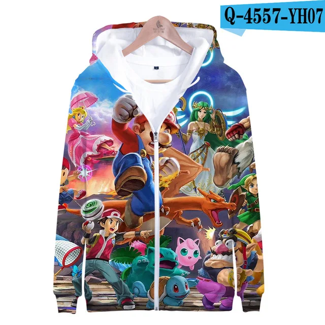 3dLL-387 Супер Марио Bros. 3D Толстовка с капюшоном, флисовая толстовка Super Smash Bros, толстовки Harajuku, мужской спортивный костюм, хип-хоп куртка на молнии, пальто, одежда - Цвет: 3dLL-387
