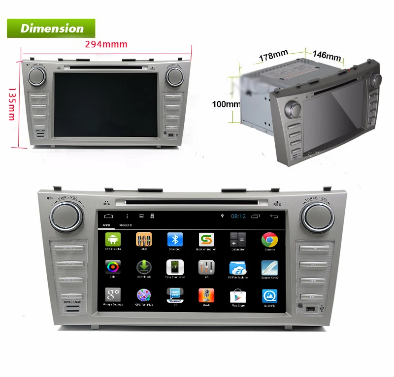 1024*600 двойной 2 Din четырехъядерный 8 "Android 1 автомобильный DVD GPS навигация для Tosyota