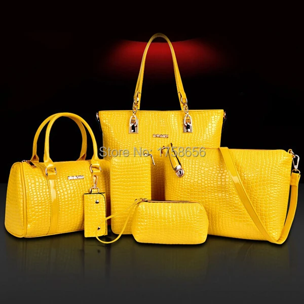 2015 hot selling 6 sets of medium and small portable women messenger bags high-quality casual PU composite bag 5 colors | Багаж и сумки