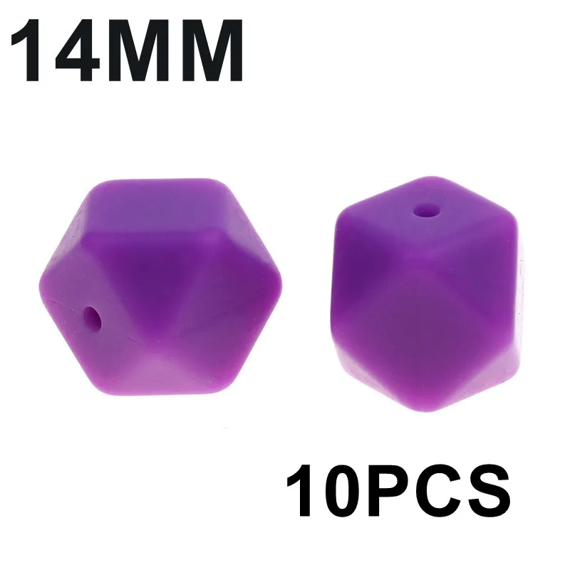 29 Lavender 10 шт 14 мм шестигранный Прорезыватель для зубов, силиконовые бусины, Детские Прорезыватели, ожерелье, сделай сам, соска для младенцев, соска, цепь, игрушка, силиконовые ювелирные изделия для младенцев - Цвет: 29 Lavender