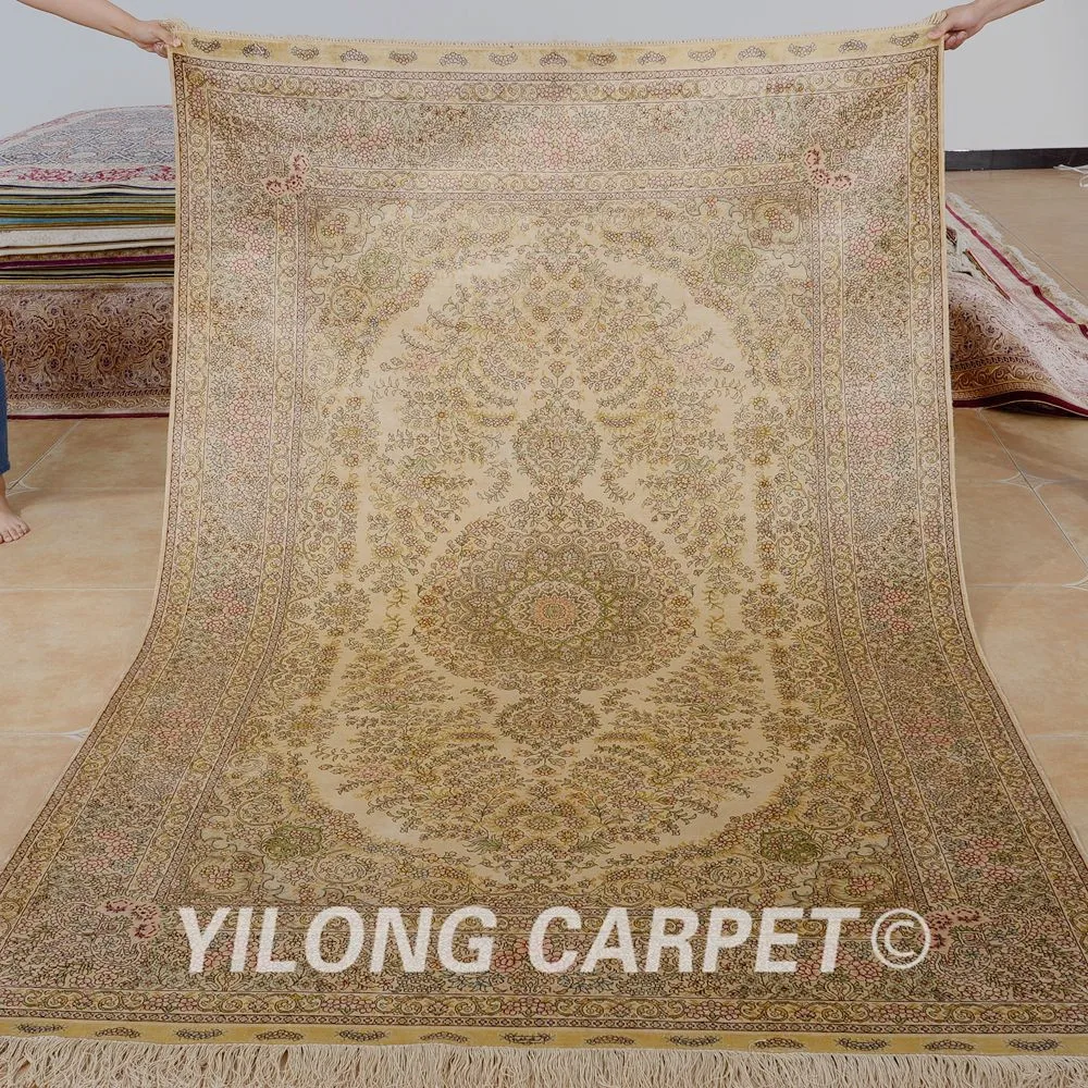 Yilong 5 'x 8' Кашмирские ковры ручной работы бежевый выгодный вязки продажа
